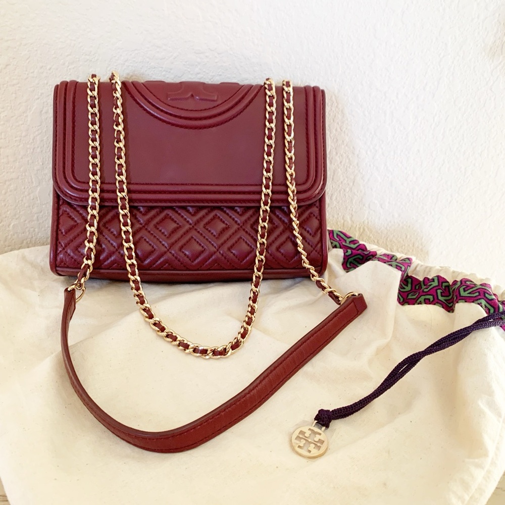 Tory Burch Quilted Convertible small Fleming Crossbody Bag with Gold Hardware